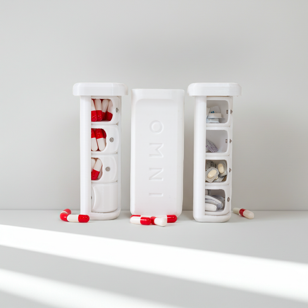 OMNI 3D PRINT Travel Pill & Supplement Container - White