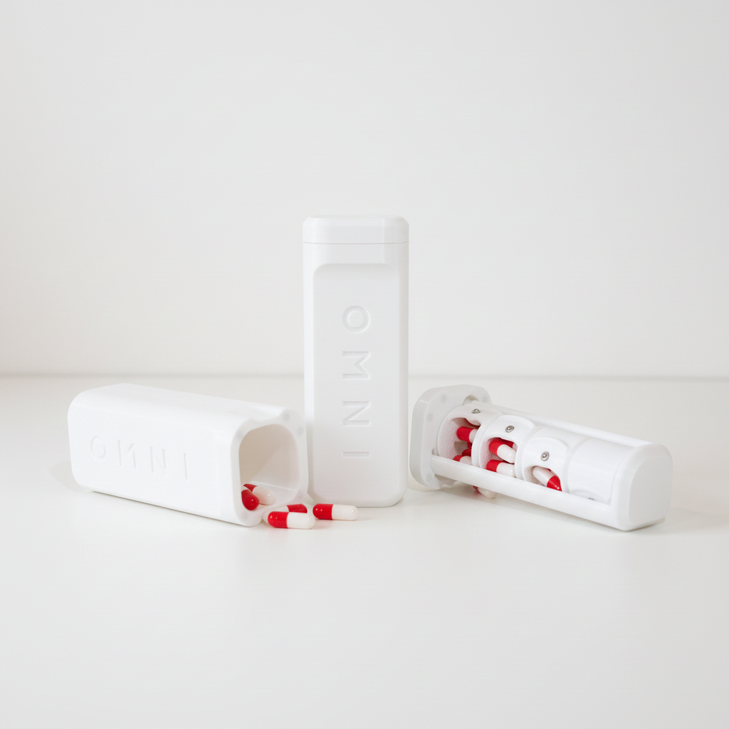 OMNI 3D PRINT Travel Pill & Supplement Container - White
