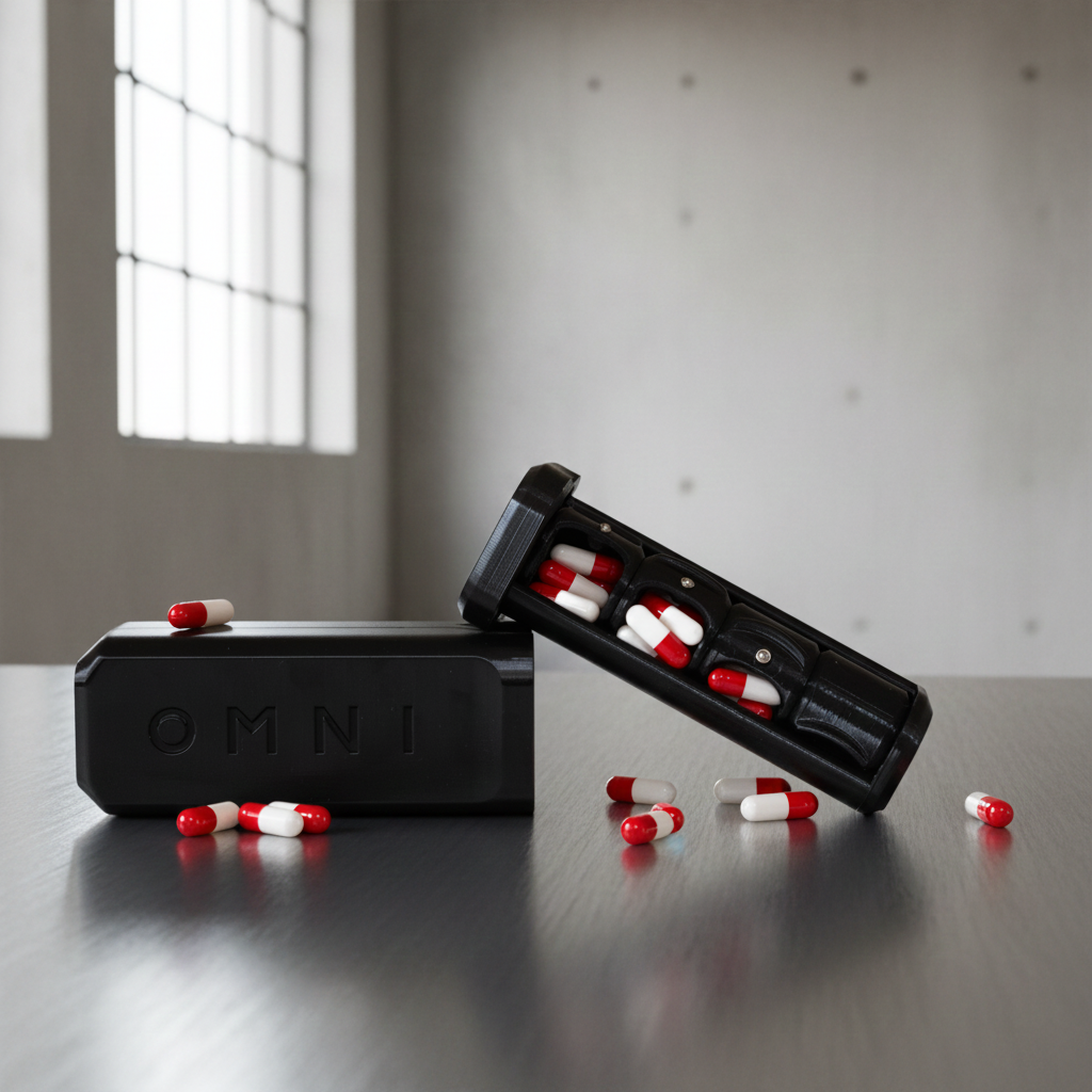 OMNI 3D PRINT Travel Pill & Supplement Container - Black