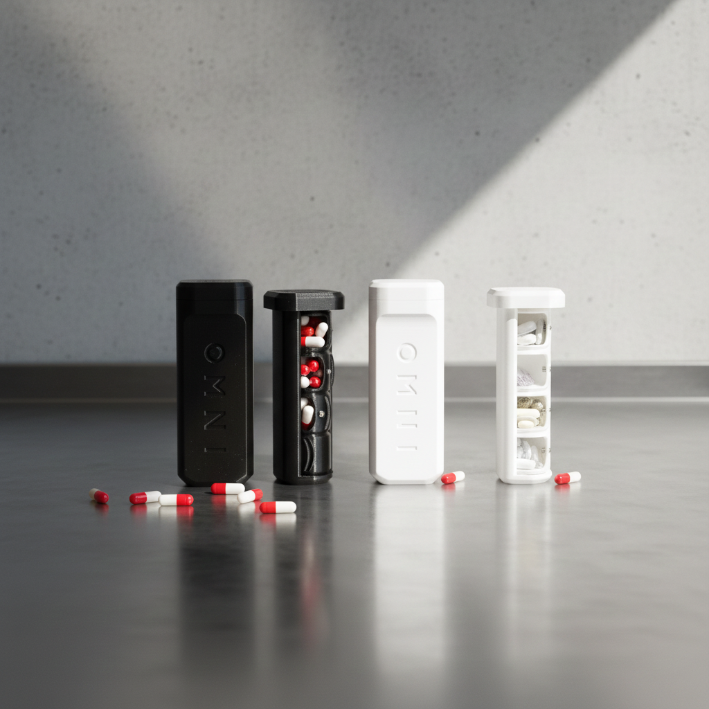 OMNI 3D PRINT Travel Pill & Supplement Container - Black